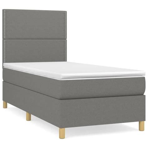 Omabeta Lits Cadres De Lit Lit Sommier Tapissier Et Matelas Gris