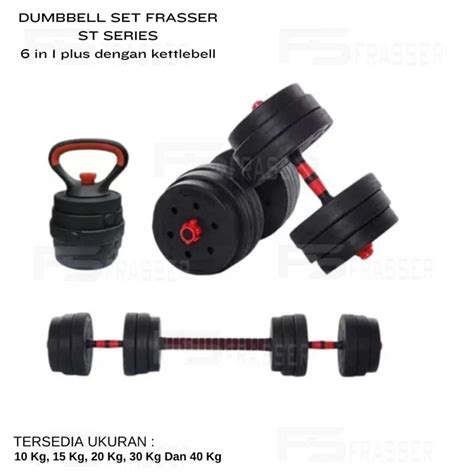 Jual Frasser Dumbbell Set Peralatan Fitness 40 Kg Bisa Disambung Tiang