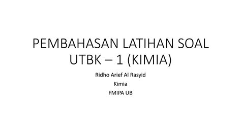 PEMBAHASAN LATIHAN SOAL UTBK 1 KIMIA JAWABAN Pptx