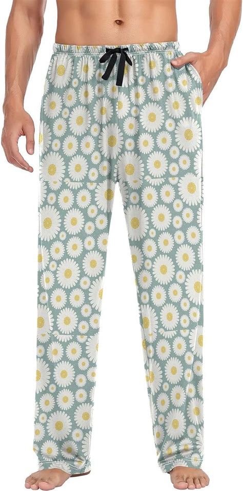 Freeamg Daisy Pattern Pajama Pants For Men Men S Separate Bottoms Pure Cotton Comfortable