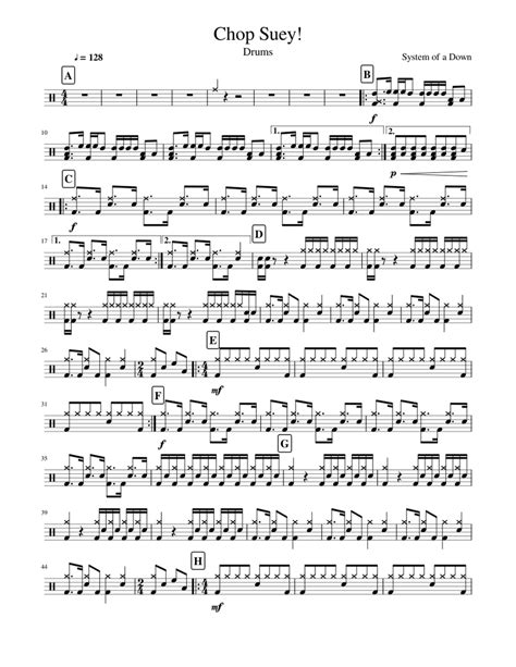 Chop Suey Drums Sheet Music For Drum Group Solo