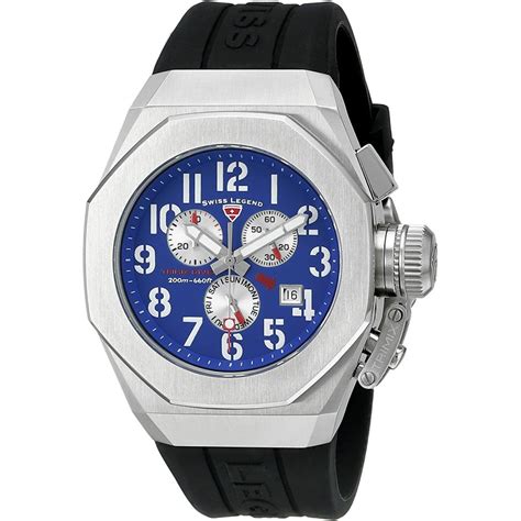 Swiss Legend Trimix Diver Chronograph Watch Silver Blue Quartz