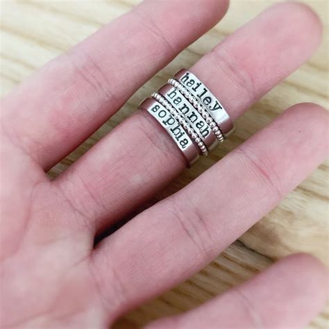 Stacking Name Rings Mothers Day T For Mom Personalized Etsy