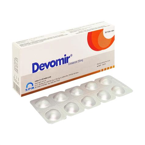 Devomir Cinnarizin 25mg hộp 3 vỉ x 10 viên nén SPM Sàn Thuốc Hapu