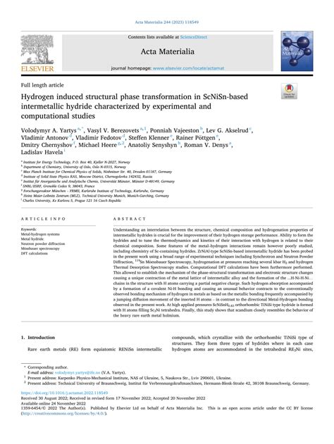 Pdf Hydrogen Induced Structural Phase Transformation In Scnisn Based