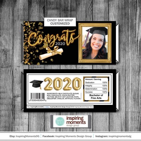 Graduation College Candy Bar Wrap High School Graduation Etsy In 2021