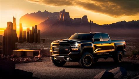 Premium AI Image | A black chevy silverado truck with the words black ...