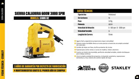 Sierra Caladora 600W SJ60K B2 STANLEY MaqCenterPerú Tienda de