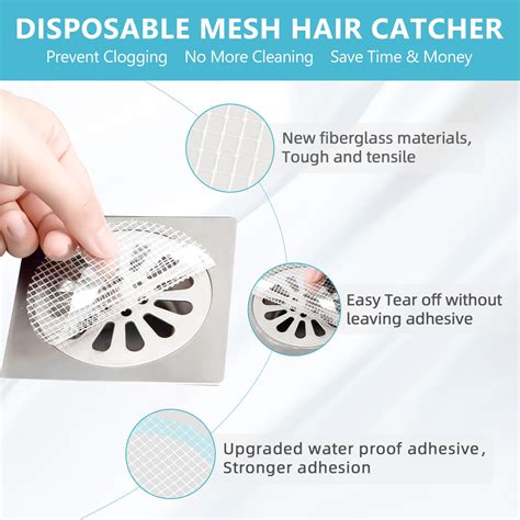 30 Pack Classic Disposable Shower Drain Hair Catcher Adhesive Mesh