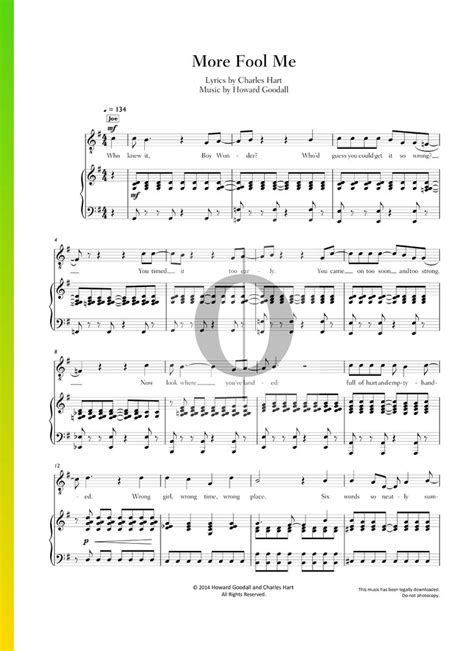 More Fool Me Howard Goodall Piano Sheet Music Oktav