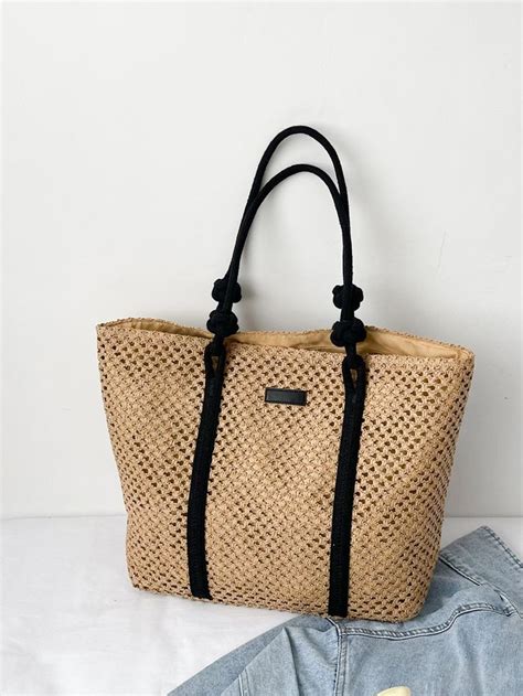 Two Tone Large Capacity Straw Bag Straw Bags Straw Tote My Style Edgy