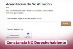 Constancia De NO Derechohabiente Del ISSSTE