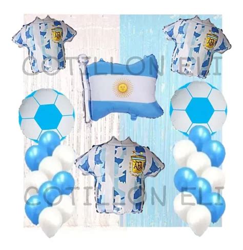 Combo Argentina Futbol Messi Globos Seleccion Mundial Mercadolibre