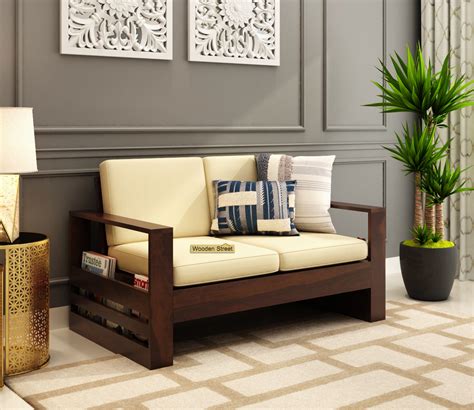 Buy Winster 2 Seater Wooden Sofa Walnut Irish Cream At 33 OFF Online