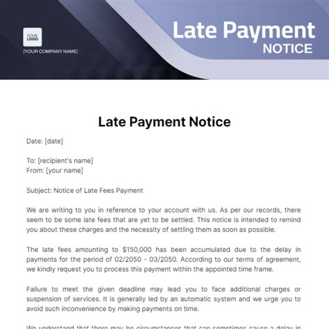 Free Late Payment Notice Template To Edit Online