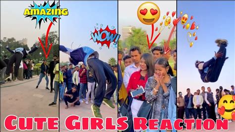 Cute Girls Reaction 😍😍 Flip In Public Reaction 😱🔥 Chintu Rajput Youtube