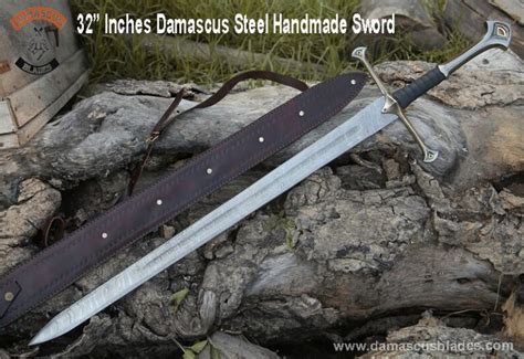 Damascus Steel Handmade Sword 32" Inches Sword with Sheath