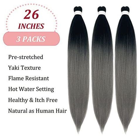 Pre Stretched Braiding Hair Ombre Black Silver Grey Braiding Hair Pre Stretch Ebay