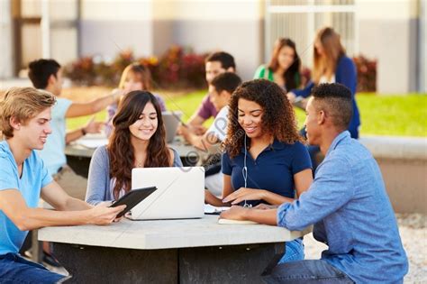 High School Students Socializing On Campus Picture And Hd Photos Free