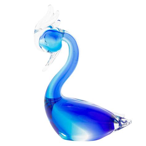 Murano Glass Swan Aqua Blue Murano Sculptures