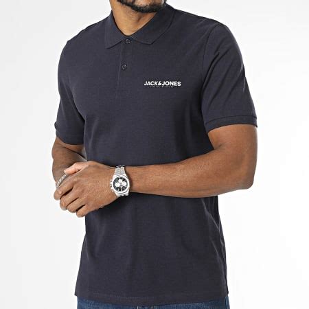 Jack And Jones Polo Manches Courtes Booster 12234763 Bleu Marine