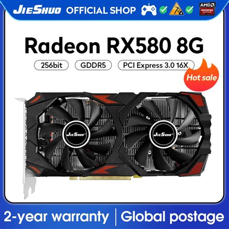 JIESHUO Tarjeta Gr Fica AMD RX 580 8GB 2048SP GDDR5 GPU De 256 Bits