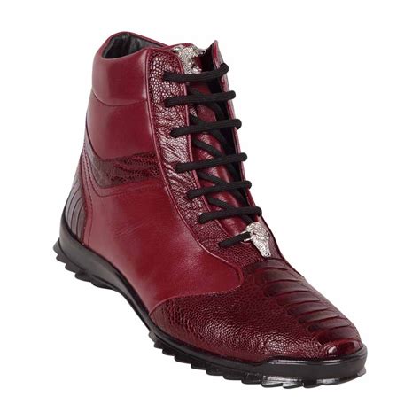 Los Altos Genuine Ostrich Leg Burgundy Casual Ankle Boot