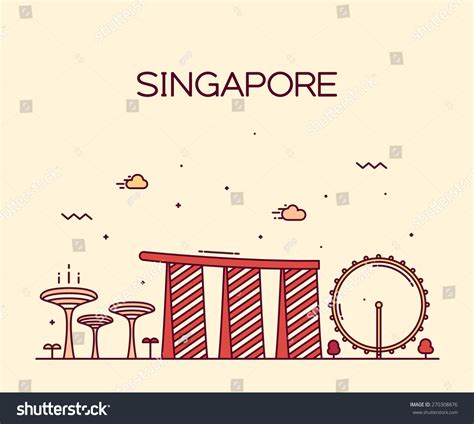 Singapore City Skyline Detailed Silhouette Trendy Stock Vector Royalty