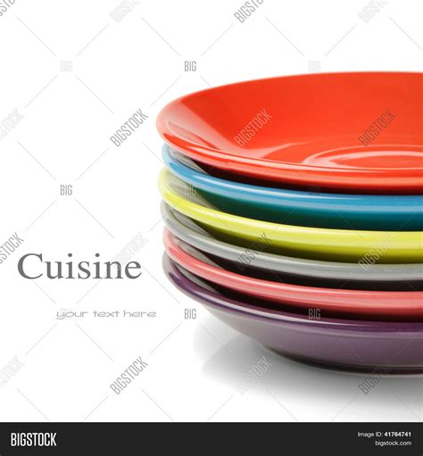 Stack Colorful Plates Image And Photo Free Trial Bigstock