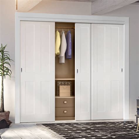 Three Sliding Wardrobe Doors & Frame Kit - Eton White Primed Victorian