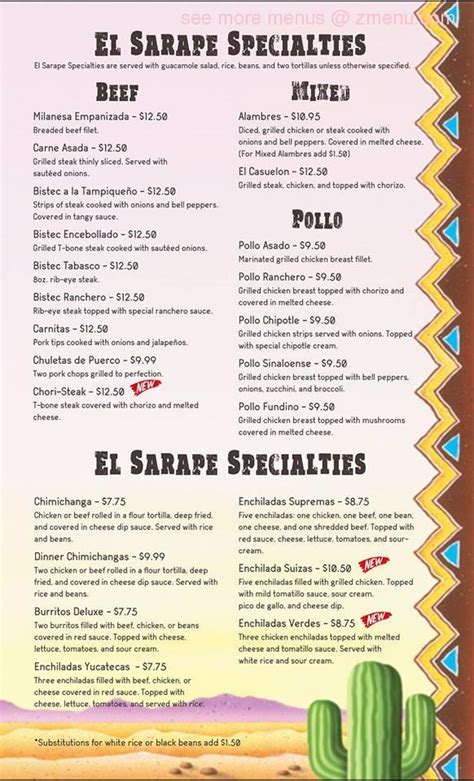 Online Menu of El Sarape Mexican Restaurant Restaurant, Yadkinville ...