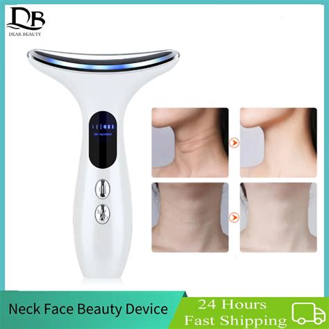 Neck Beauty Device Ems Micro Current Led Photon Firming Rejuvenating