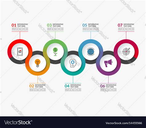 Infographic Timeline Template Of 7 Circles Vector Image