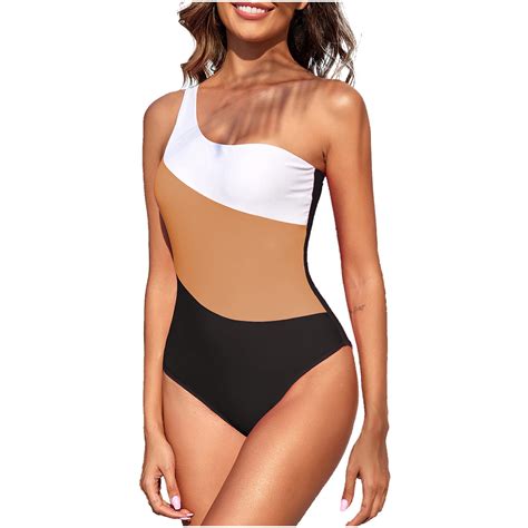 Deholifer Swimsuit For Women Sleeveless Color Block One Piece Bikini