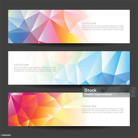 Set Of Modern Vector Banners With Polygonal Background Stock