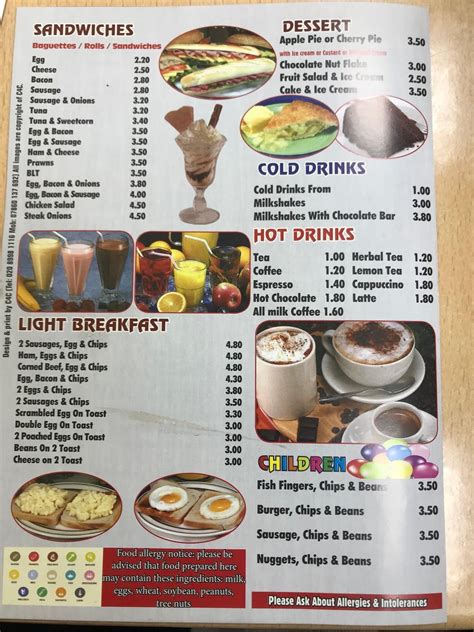 Menu At Sunrise Cafe Shepperton 75 Upper Halliford Rd