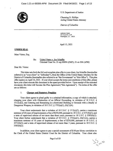 Plea Agreement As To Jon Ryan Schaffer Download Free Pdf United States Federal Sentencing