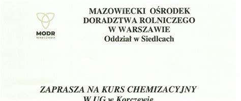 Zaproszenie Na Kurs Chemizacyjny Gmina Korczew Portal Gov Pl