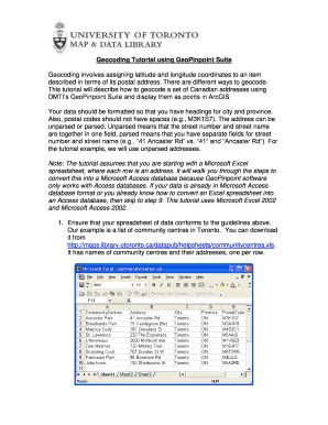 Fillable Online Geocoding Tutorial Using Geopinpoint Suite Map And