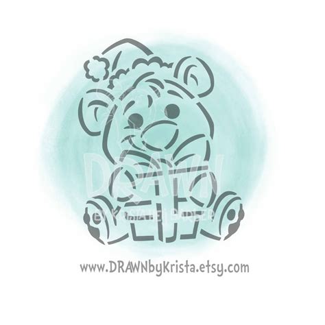 Teddy Bear Holding Christmas Present PYO Digital File Etsy