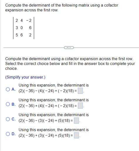 Compute The Determinant Of The Following Studyx