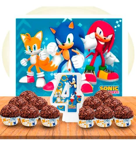 Kit Festa Decoração Sonic Painel Gigante Forminhas Vela 4