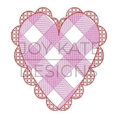 Mini Gingham Heart Sketch Embroidery Design Joy Kate Designs