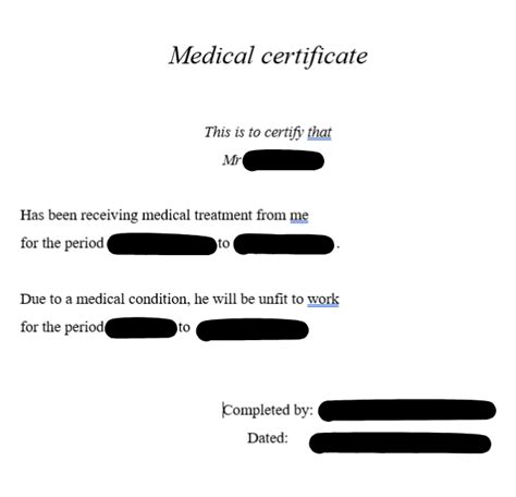 Medical Certificate Template Australia