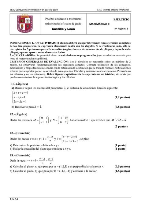 Ebau Matem Ticas Castilla Y Le N Ex Menes Y Soluciones