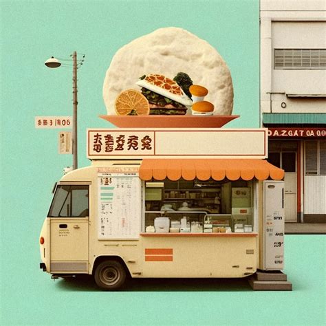 Premium Photo Asian Street Food Collage Art Vintage Granular Texture