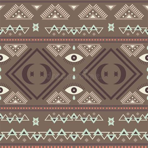 Geometric Seamless Boho Pattern Design Stock Illustration