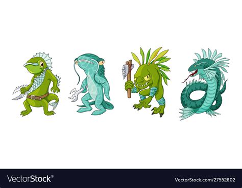 Cartoon monster sea creature characters set Vector Image