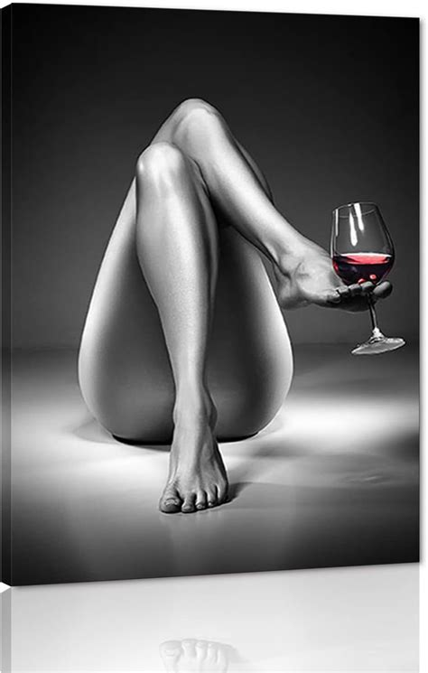 AAzaqTin Sexy Body Canvas Wall Art Nude Woman And Red Wine Glass