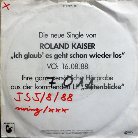 Roland Kaiser Ich Glaub Es Geht Schon Wieder Los 1988 Vinyl Discogs